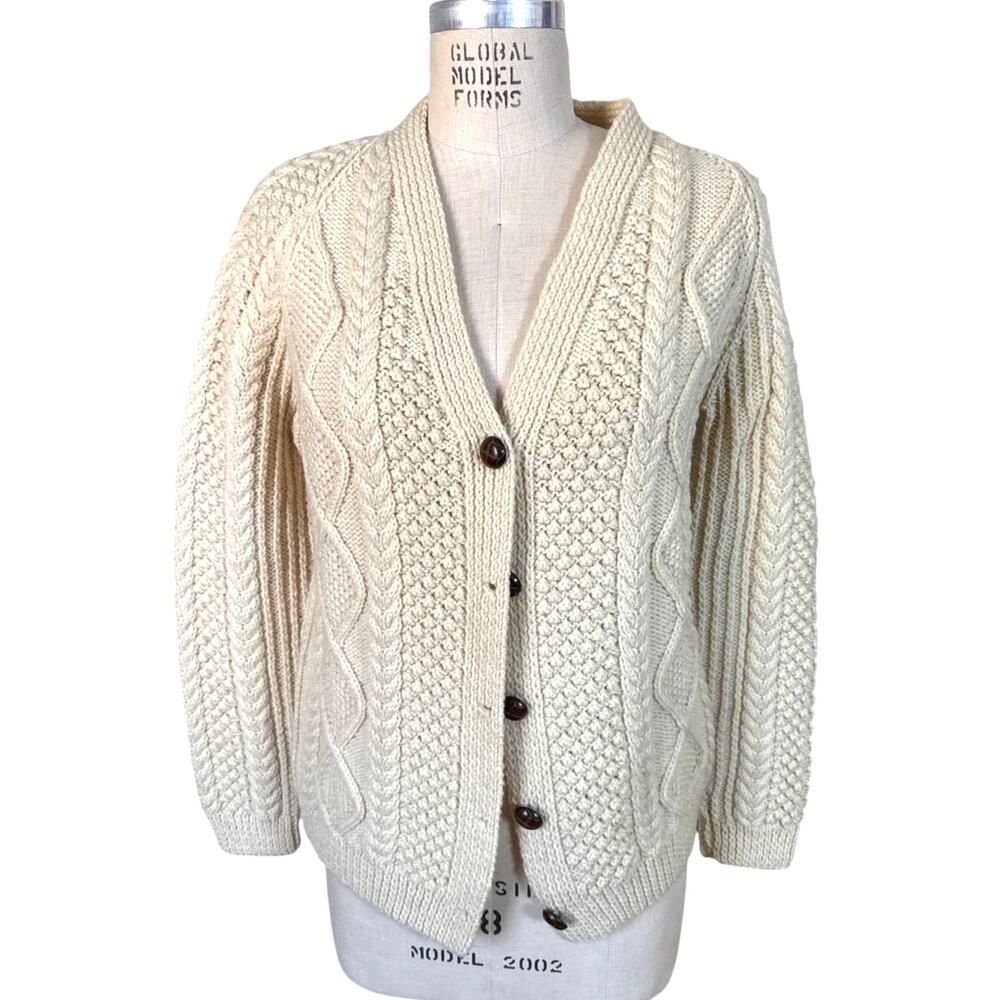 Vintage Irish Wool Fisherman's Cardigan Size Medium